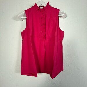 J.Crew Women Sleeveless Ruffle-Trim Crepe Tank Top Size 6 Hot Pink AM602 New $54